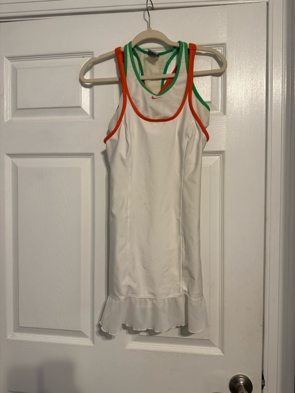 Vintage 2000’s Nike White Tennis Dress with Orange & Green Trim